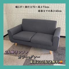 東京23区配送無料✨アイリス 北欧2人掛けソファ グレー 美品 - メルカリ