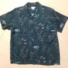 Dry Bones スカル 和柄 シルク アロハシャツ 38(M) ロカビリーのサムネイル