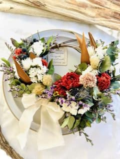 リース ドライフラワー スターチス 春 ひな祭り ミモザ スワッグ