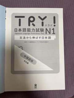 TRY! 日本語能力試験 N1 文法から伸ばす日本語 中国語版のサムネイル