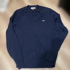 LACOSTE ネイビー Vネックセーター US Mのサムネイル