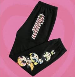 ROMWE パワーパフガールズ スウェットパンツ ブラックのサムネイル