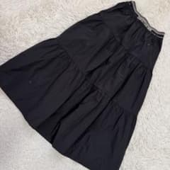 Christian Dior ティアードロングスカート ブラック USA4 ロゴ - メルカリ