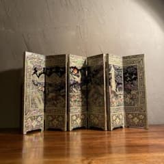 螺鈿細工 六曲小型屏風 衝立 オブジェ 中国美術 鶴亀 アート コレクション 螺鈿細工 六曲小型屏風 衝立 オブジェ 中国美術 鶴亀 アート