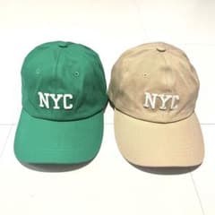 【2点セット】　NYC刺繍 キャップ 1987 ベージュ　グリーンのサムネイル