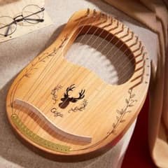 Lyre Harp, 16 Strings, Wooden, Beginner-Friendly, Natural Finish