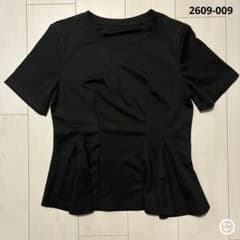 韓国ファッション ぺプラム半袖トップス 黒 L 新品未使用 美シルエット　着痩せのサムネイル