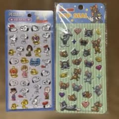 SNOOPYぷっくりシール、トムとジェリークリスタルぷくぷくシール2枚セットのサムネイル