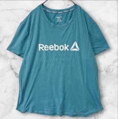 リーボック【L】センターロゴ Tシャツ 半袖 ブルー スポーツ ビッグシルエット