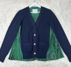 ✩.希少 sacai カーディガン ペイズリー柄 プリーツ ドッキング サイズ2 ✩.希少 sacai カーディガン ペイズリー柄 プリーツ ドッキング サイズ