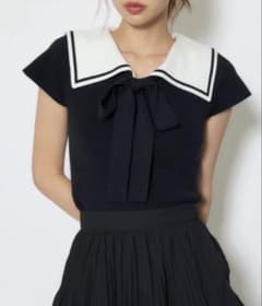 rienda セーラーカラーデザインニットトップス 春服のサムネイル