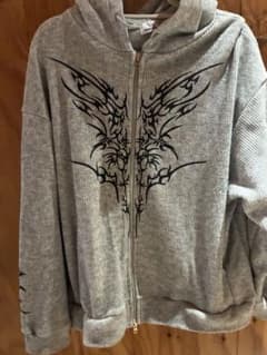 XU DOG tribal knit zip up hoodie y2kのサムネイル