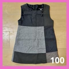 BeBe ジャンバースカート ワンピース パッチワーク100 グレー フォーマルのサムネイル