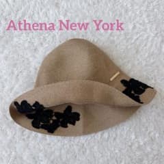極美品 Athena New York 麦わら帽子 フラワー ハット 黒 レース - メルカリ