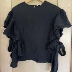 CLANE クラネ フリルブラウス サイドリボンアレンジ トップス 黒 半袖 