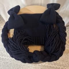 2025FW コムデギャルソンガール 三つ編み ニット帽 ネイビー - メルカリ