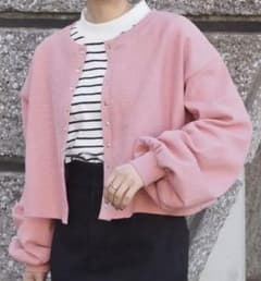 tiptop テレコ2wayスナップショートカーディガン ピンクのサムネイル