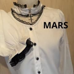 MARS 마즈 십자가 초커 블라우스 블랙 레이스 지퍼 크로스