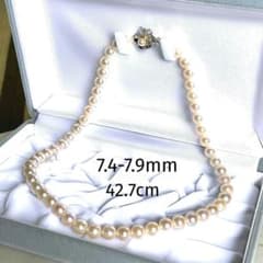 ♦️パールネックレス✨美品 本真珠 7.4-7.9 シルバー刻印 ホワイト 