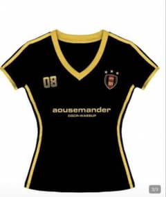 Vネック 半袖 Tシャツ ブラック イエロー　サッカー　骨格ストレートのサムネイル