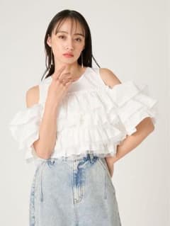【新品タグ付き】FRAY I.D　チュールコンビフリルティアードブラウスのサムネイル