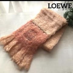 LOEWE ロエベ フリンジ付きマフラー　アナグラム刺繍　モヘヤ混のサムネイル
