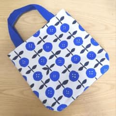 北欧柄　ブルー花柄　ミニトートのサムネイル