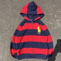 希少 ポロラルフローレン 短丈 ビッグポニー ボーダー ジップパーカー y2kのサムネイル