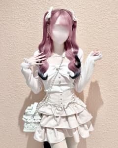 HONEYMEW ビッグリボンハートチェーンアンサンブルトップス ピンク XS 