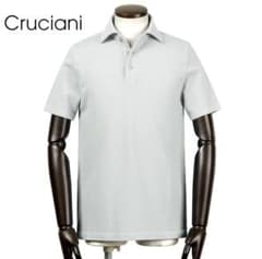 未使用級Cruciani クルチアーニポロシャツ アイスグレー48鹿の子ニット 未使用級Cruciani クルチアーニポロシャツ アイスグレー48鹿の子ニット