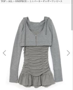 bubbles ミニパーカーギャザーワンピース グレー - メルカリ