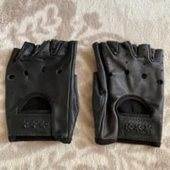 レザー製指なしグローブ S 黒のサムネイル