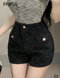 SHEIN FRIFUL レディース ツイードショートパンツ ブラックのサムネイル