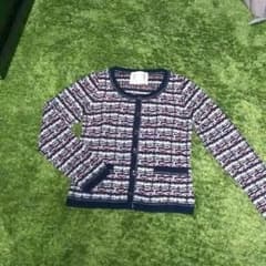 【Yukariさま専用】トリコロールカラーのツイード風ニットカーデのサムネイル