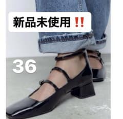 美品‼️ ZARA ブロックヒールシューズ 36のサムネイル