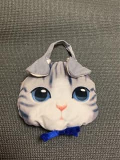 猫 顔 ミニバッグ ポーチ ハンドバッグ ねこ ふわふわ 水玉 裏地付きのサムネイル