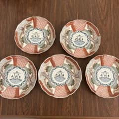 江戸後期〜明治初期｜古伊万里 7寸皿｜染錦 金彩色｜桜の木 唐人 ①