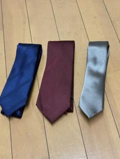 【美品/シルク100%】スーツセレクト ネクタイ 3本セット 紺 赤 銀のサムネイル