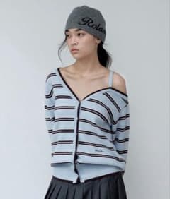 rolarola OFF SHOULDER STRIPE CARDIGAN - メルカリ
