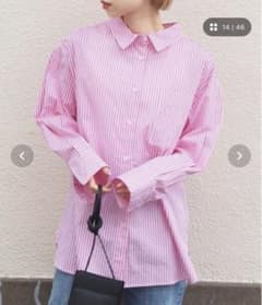 tiptop春服 ストライプビッグシャツ ピンクのサムネイル