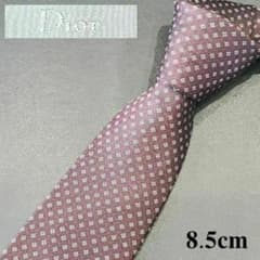 美品】ディオールオム ハイブランドネクタイ 水玉 四角柄 茶系 メンズ