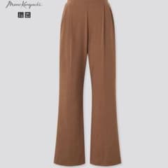 ユニクロ×マメクロゴウチ エアリズムコットン タックパンツ Sサイズ37ブラウンのサムネイル
