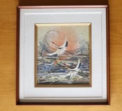 山内一生 人間国宝 小原和紙工芸 和紙工芸 日本画 絵画 額装 人間国宝 小原和紙工芸画 山内一生作「飛翔」 額装 落款共シール有