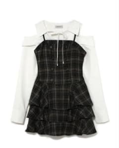 bubbles オープンショルダーシャツワンピース 完売品】Bubbles オープンショルダーシャツワンピース ブラウン