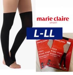 2足組■新品【マリクレール】L-LL トレンカ　ストッキング　黒 ゴルフウェア