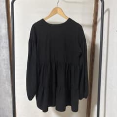 【ELENCARE DUE】エンボス ギャザー チュニック 黒 F 長袖のサムネイル