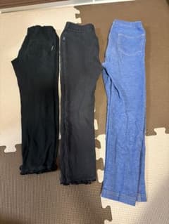 キッズ パンツ 3点セット ブラック ブルー　110 レギンス　レギパンのサムネイル