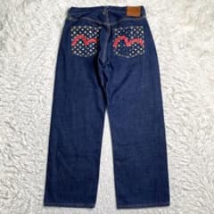 美品✨EVISU 赤カモメ 家紋 デニム W36 2001 セルビッチ 日本製