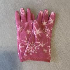 モンベル　キッズ用フリース手袋 雪の結晶柄 ピンク　7歳から9歳のサムネイル