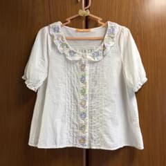 Fint collar embroidered blouse, Lolita style, scalloped collar